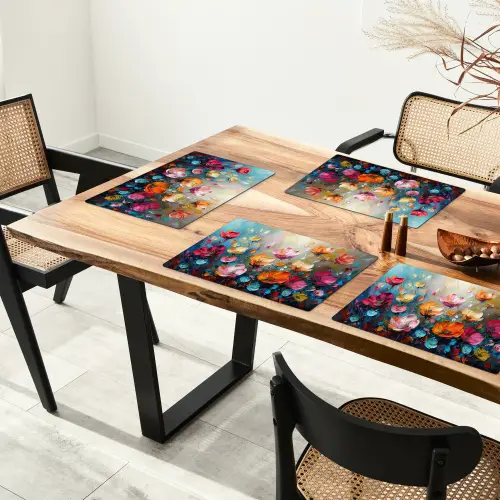 Bloemen - Kleurrijk - Abstract - Verf - Natuur Placemat vinyl groot -zzsfeer4_Kitchenyeah-website