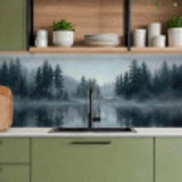 Bos - Meer - Mist - Natuur - Grijs keuken achterwand 2 middel -sfeer3