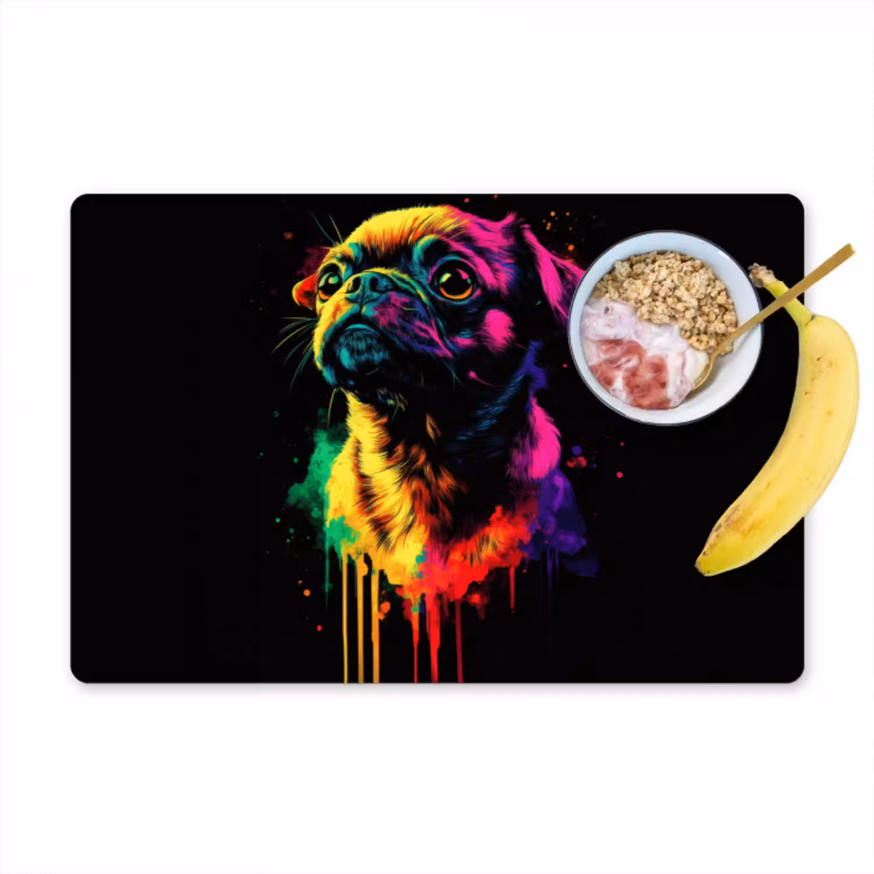 Puck - Hond - Verf - Kleuren Placemat vinyl groot -zzzproduct_Kitchenyeah-website