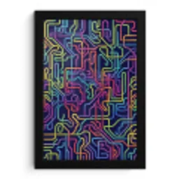 Retro - Abstract - Neon fotolijst zwart zonder passe partout klein -3d