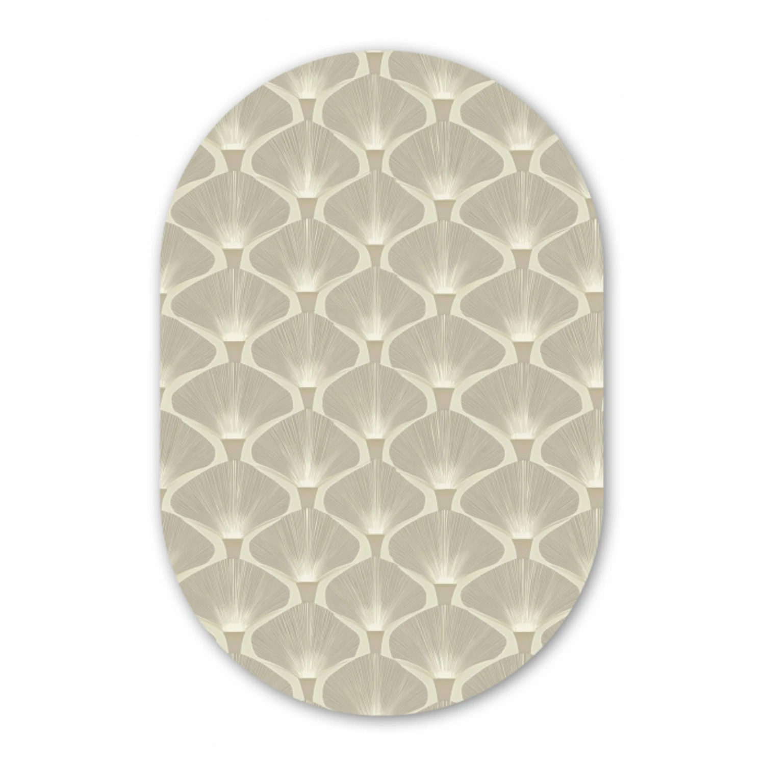 Paneel - Ginkgo - Zand Wandcirkel Ovaal Aluminium middel 839 -3d