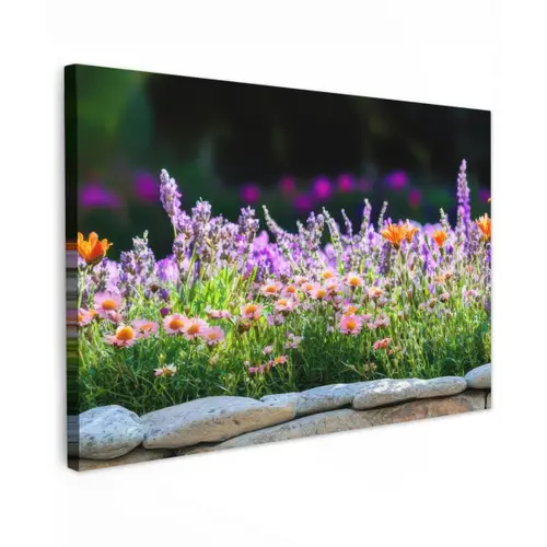 Bloemen - Steenrand - Kleurrijk canvas 2cm klein -z3d
