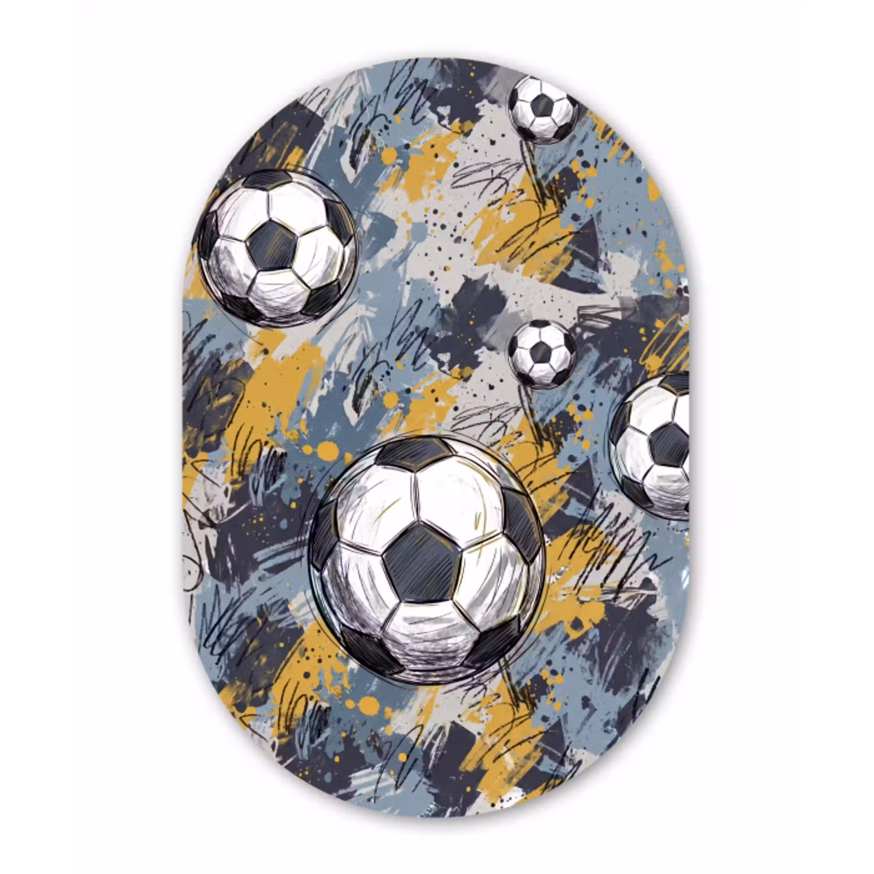 Voetbal - Abstract - Sport - Kleurrijk Wandcirkel Ovaal Aluminium middel -3d