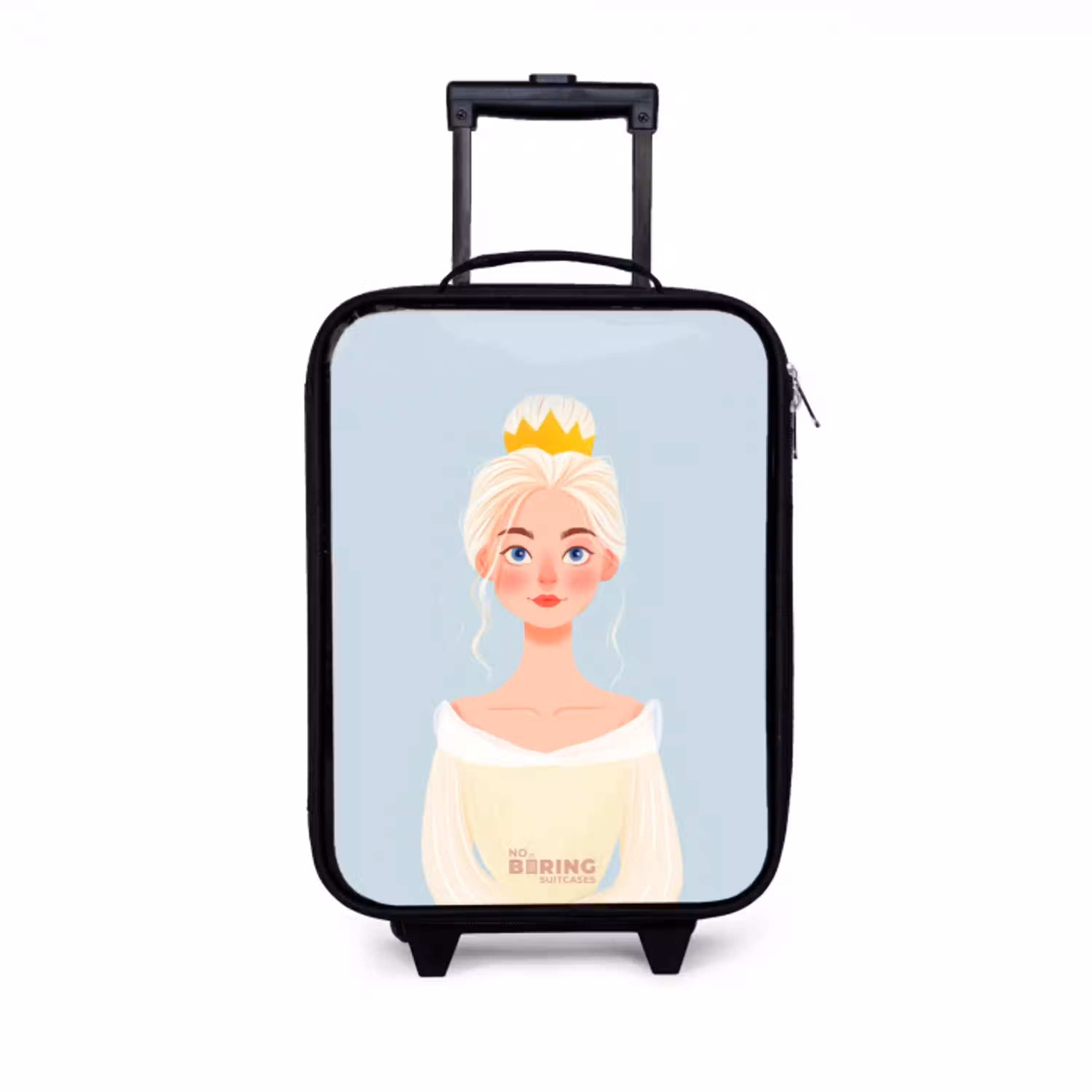 Prinses met een gouden kroon - Blauw Kinderkoffer - Zwart klein -3d