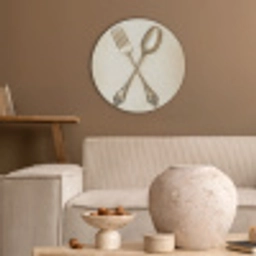 Beige - Vintage - Bestek Akoestische PET Vilt - Rond klein -sfeer1