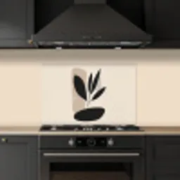 Plant - Beige - Japandi keuken achterwand spatscherm klein -sfeer1