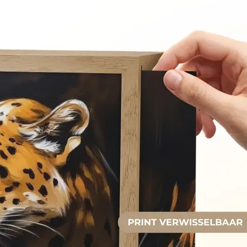 Luipaard - Oranje - Wit - Gras Light Box met batterij (Wandlamp) middel -USP_websiteprintNL