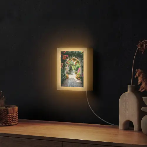 Doorkijk - Bloemen - Natuur - Bloementuin Light Box met kabel (Wandlamp) klein -sfeer1