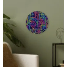 Retro - Abstract - Neon Wandcirkel kunststof plaat 5mm dik klein -sfeer3