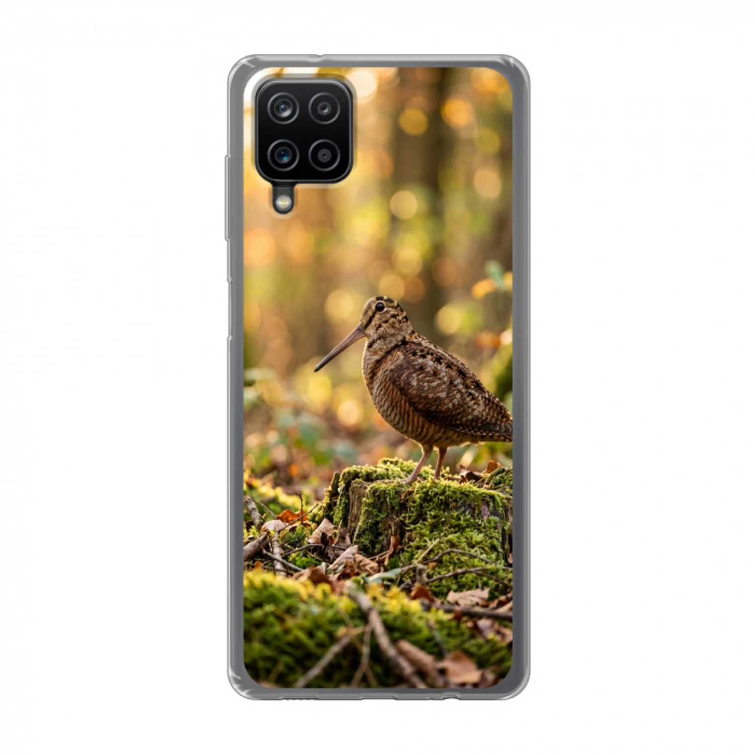 Houtsnip - Bos - Bladeren - Herfst - Gecamoufleerd Telefoonhoesje Samsung Galaxy A12 klein -3d