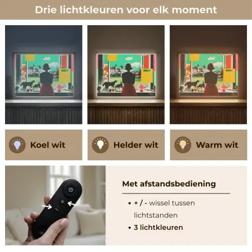 Vrouw - Keuken - Katten - Doorkijk Light Box met batterij (Wandlamp) middel -USP_lichtkleurNL