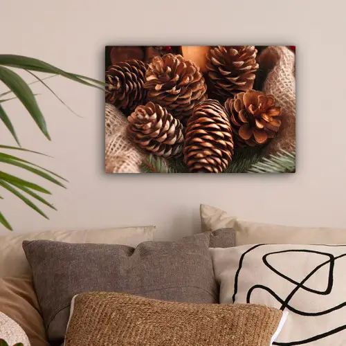 Dennenappels - Boom - Winter - Natuur - Bruin canvas 2cm klein -sfeer1