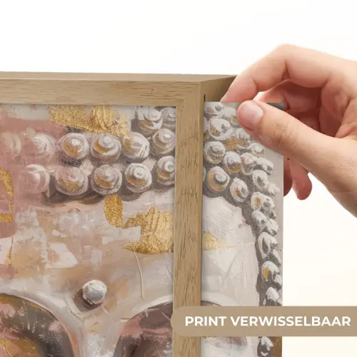 Buddha - Bloem - Goud - Roze - Abstract Light Box met batterij (Wandlamp) middel -USP_websiteprintNL