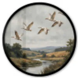 Eenden - Rivier - Landschap - Vlucht - Nostalgisch Fotolijst rond zonder passe partout klein -3d