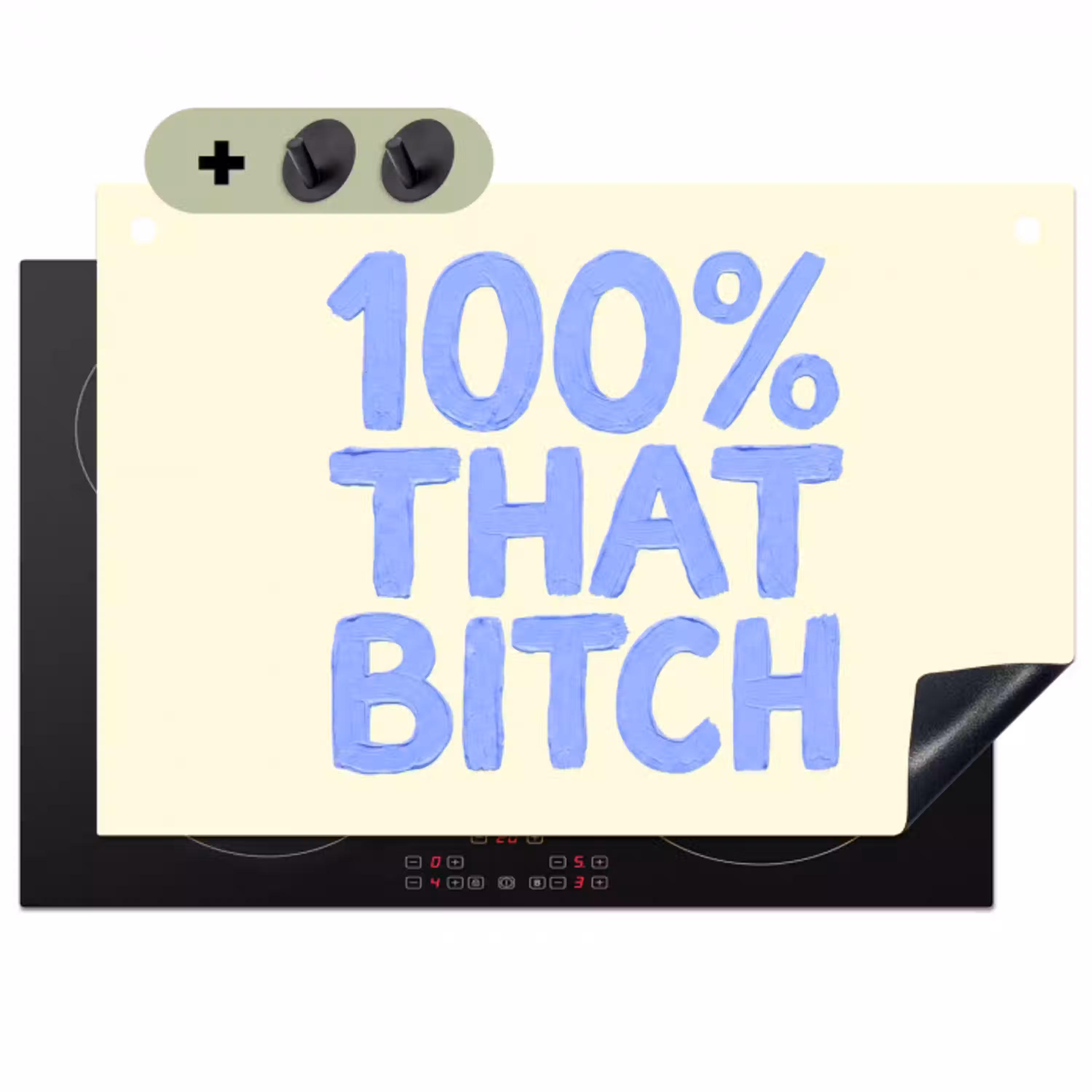 100% that bitch - Blauw - Wit Inductie beschemer met haakjes klein -3d