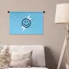 Smiley - Blauw - Bliksem Wandkleed katoen klein -sfeer4