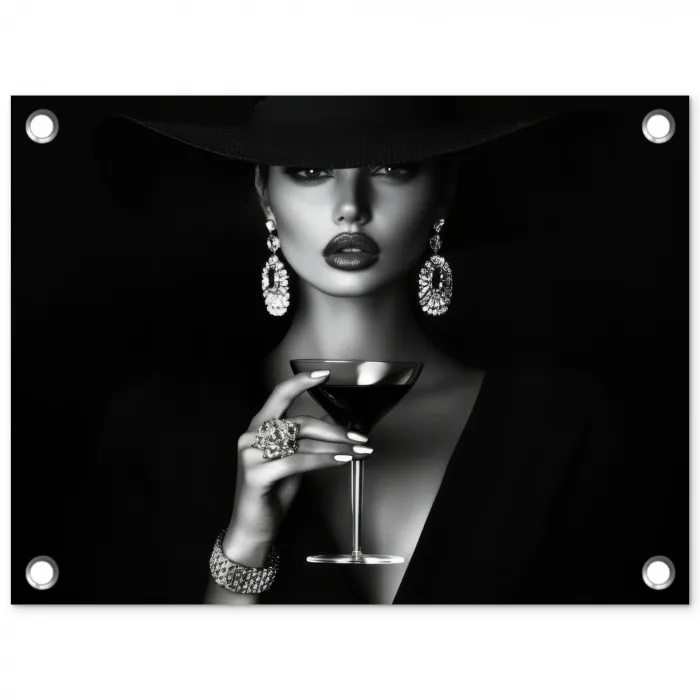 Vrouw - Cocktail - Chic tuinposter los doek klein -3d