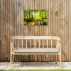 Zonnestralen in een groen bos Tuinposter op houten frame 2 cm dik klein -sfeer4