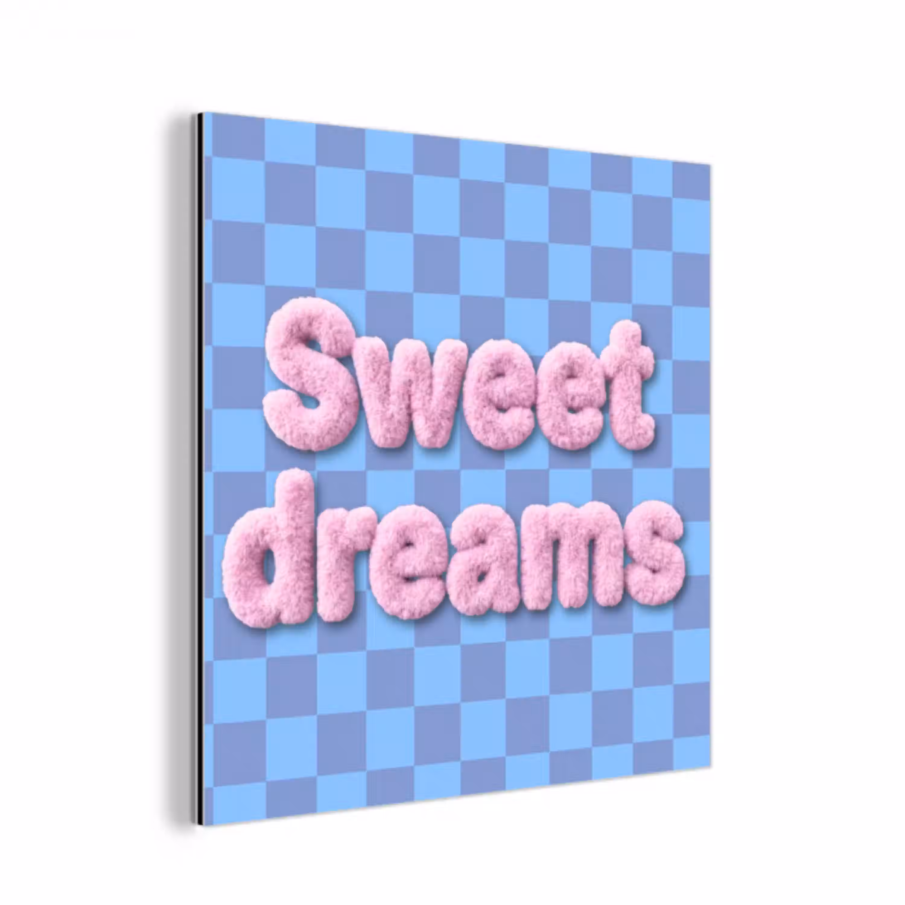 Sweet dreams - Vierkanten - Roze - Blauw aluminium wit klein -3d