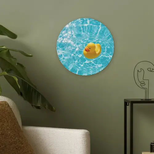 Badeend - Dobberen - Blauw Akoestische PET Vilt - Rond klein -sfeer2