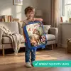 Kat in bloemenveld met roze vlinders. Kinderkoffer - Blauw klein -sfeer2_NL