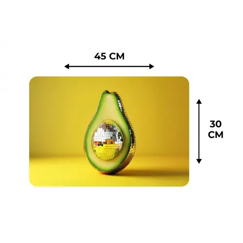Avocado - Discobal - Geel - Glitter Placemat vinyl groot -specs