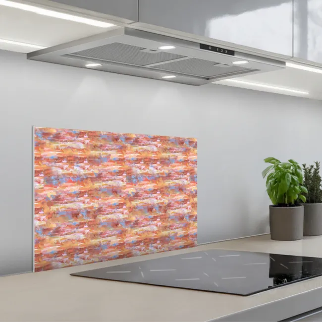 Vloeiend - Olie - Verf - Kleur keuken achterwand spatscherm klein 900 -3d_schuin