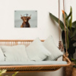 Schotse Hooglander - Bruin - Hoorns - Kokskleding tuinposter los doek klein -sfeer7