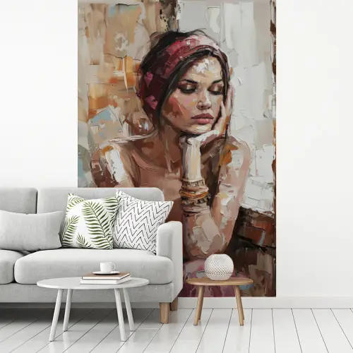 Vrouw - Verflook - Portret - Modern fotobehang vinyl groot -woonkamer