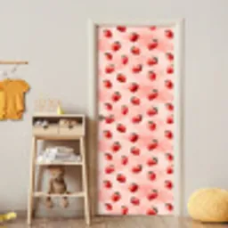 Aardbei - Patroon - Roze deurposter klein 289 -sfeer4