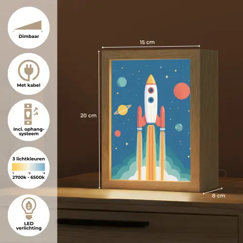 Raket - Planeten - Ruimte Light Box met kabel klein -USP_NL