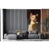 Kat - Geschilderd - Artistiek - Wit fotobehang vinyl groot -bank