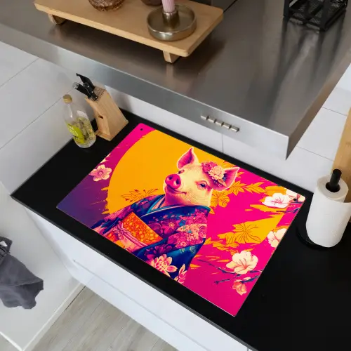 Varken - Bloemkroon - Kimono - Abstract Inductie beschemer met haakjes klein -sfeer1