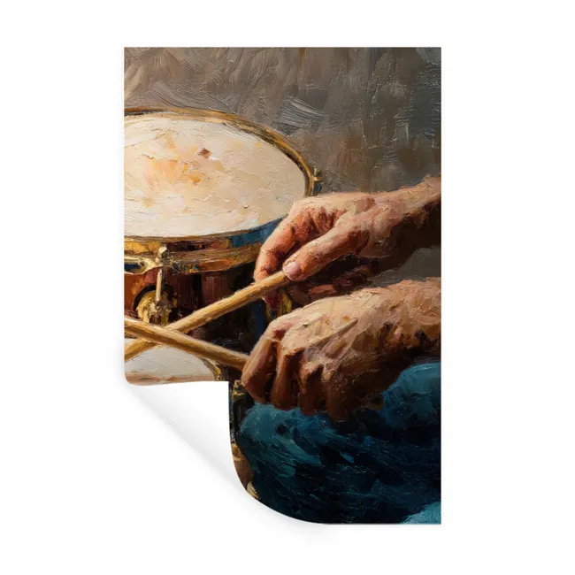 Drumstokken - Olieverf - Man Muursticker klein -3d