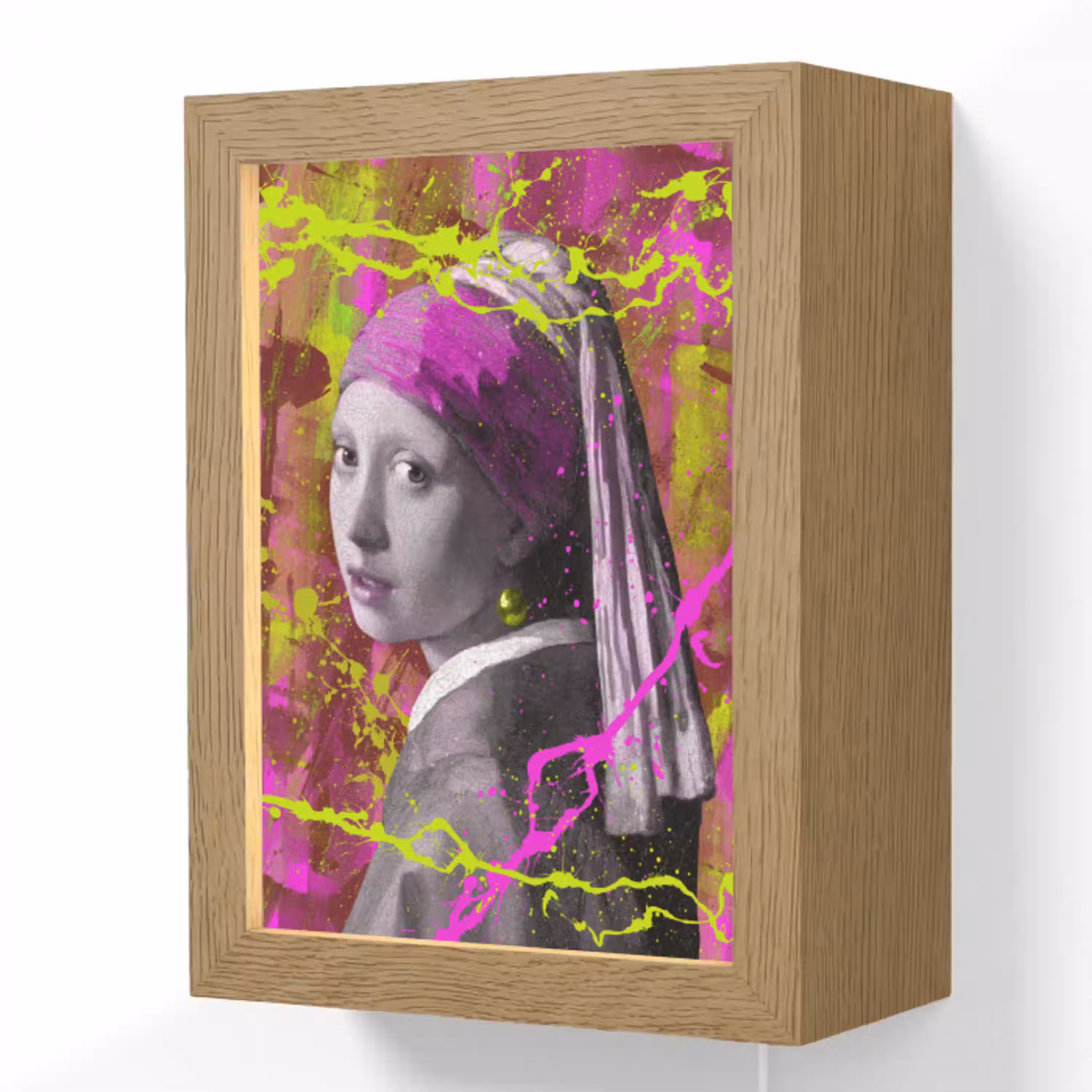Meisje met de parel - Johannes Vermeer - Neon Light Box met kabel (Wandlamp) klein -3d