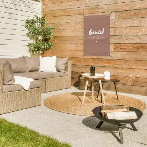 geniet-roze-2-3 tuinposter los doek klein -sfeer4