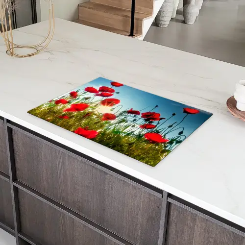 Zomerse Klaprozenpracht Inductie beschermer vinyl 3mm klein -sfeer8