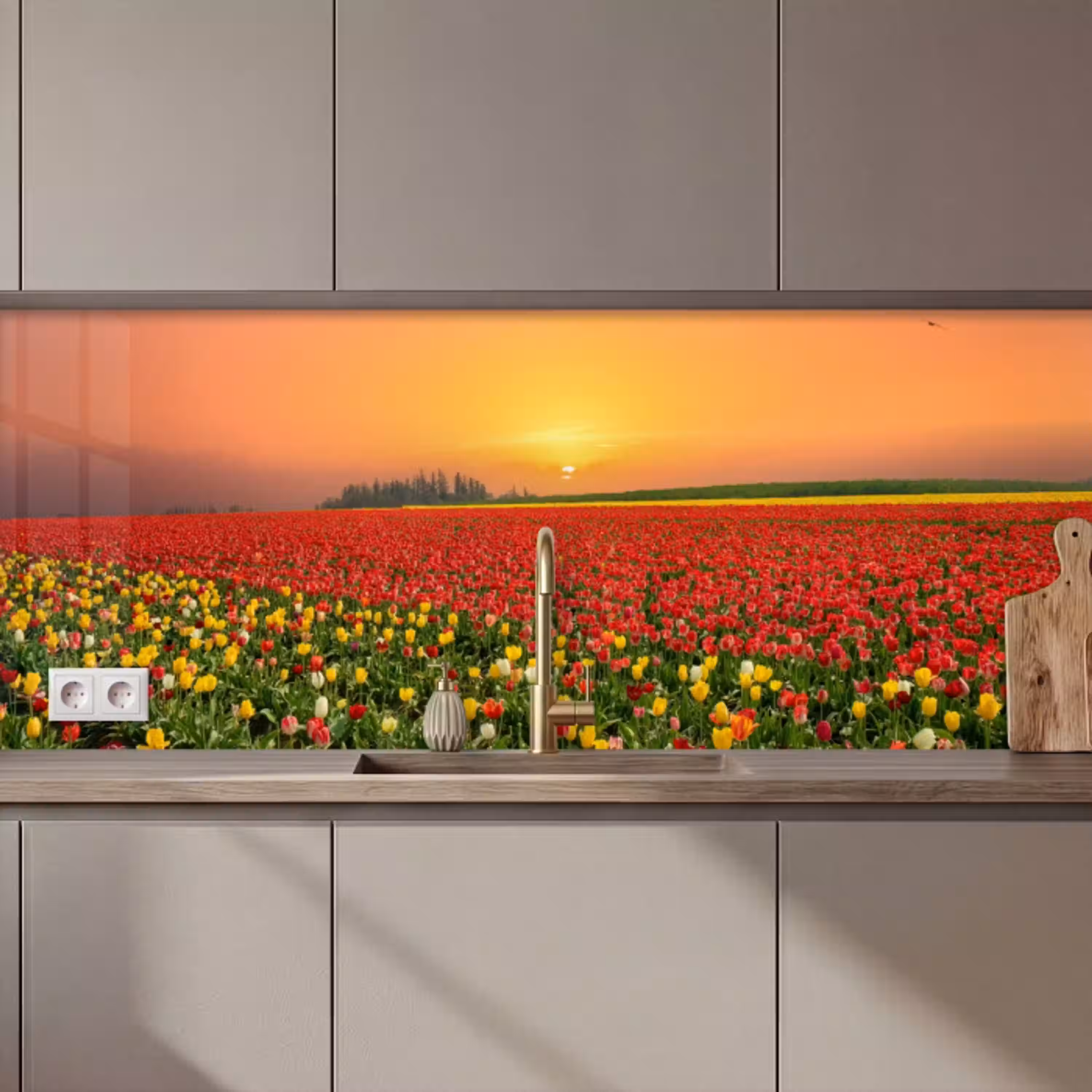 Bloemen - Landschap - Tulpen - Zonsondergang keuken achterwand 2 middel zz_3dshopping