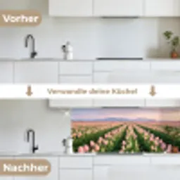Tulpen - Landschap - Roze keuken achterwand 2 middel -voor-na_DE