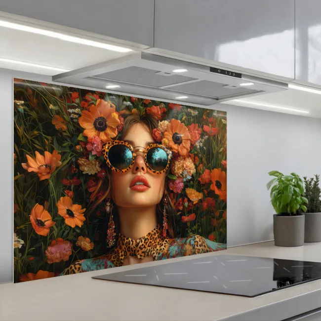 Fond de hotte - Femmes - Fleurs - Moderne - Lunettes - Abstrait