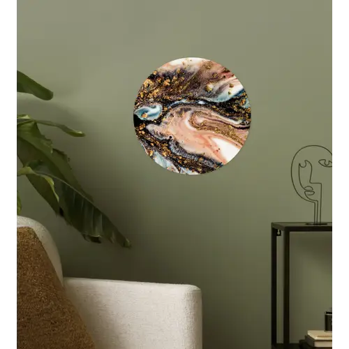 Marmerlook - Goud - Zwart - Glitter - Chic Wandcirkel behangsticker klein -sfeer2