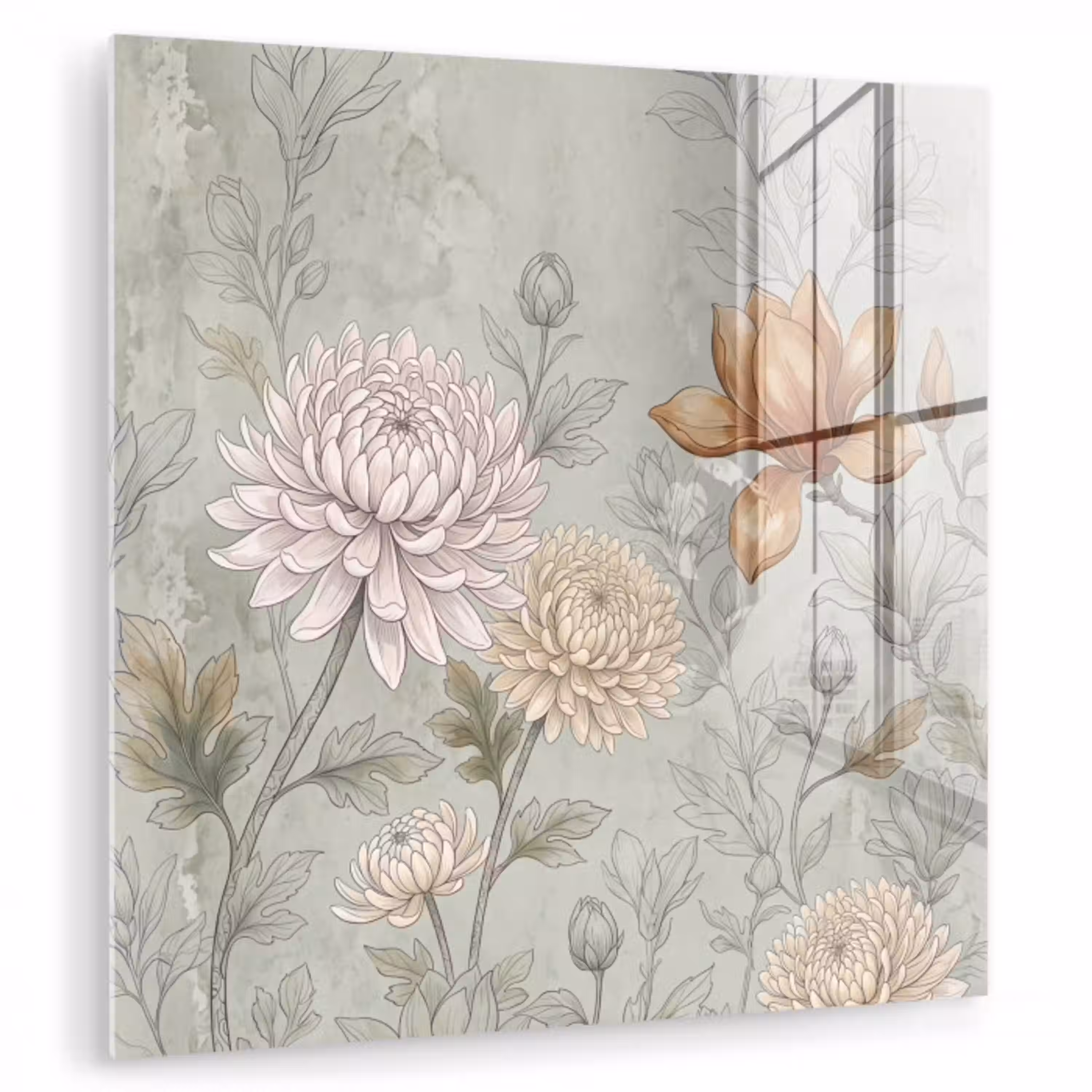 Illustratie - Bloemen - Groen plexiglas 5mm klein -zzzproduct_nieuw