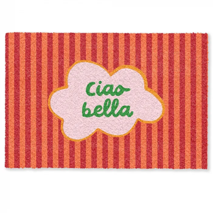 Ciao bella - Tekstwolk - Strepen - Oranje Deurmat klein -zkaufland3d