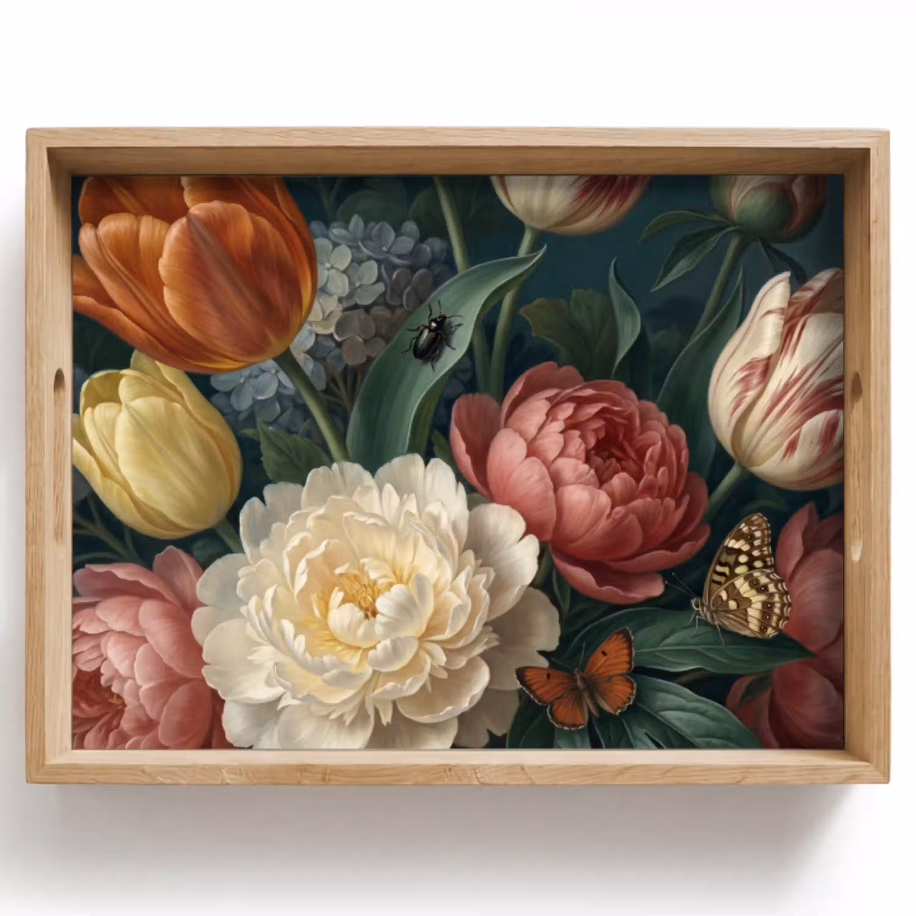 Bloemen - Boeket - Natuur - Klassiek - Donker Dienblad Rechthoek middel -z3d_shopping