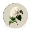 Cameliabloem - Wit - Groen Wandcirkel aluminium klein -3d