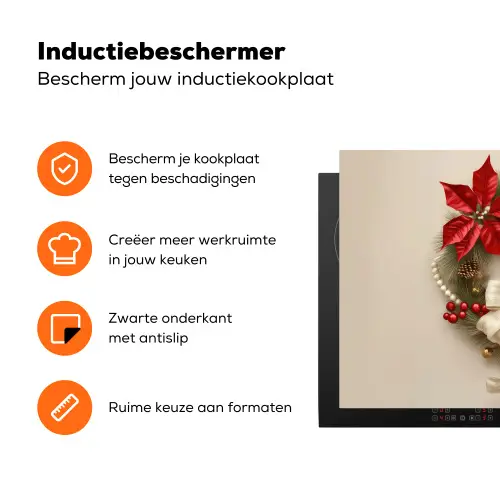 Deurkrans - Strik - Kerst - Rood - Groen Inductie beschermer vinyl 3mm klein -zzzzzzz-td-ups