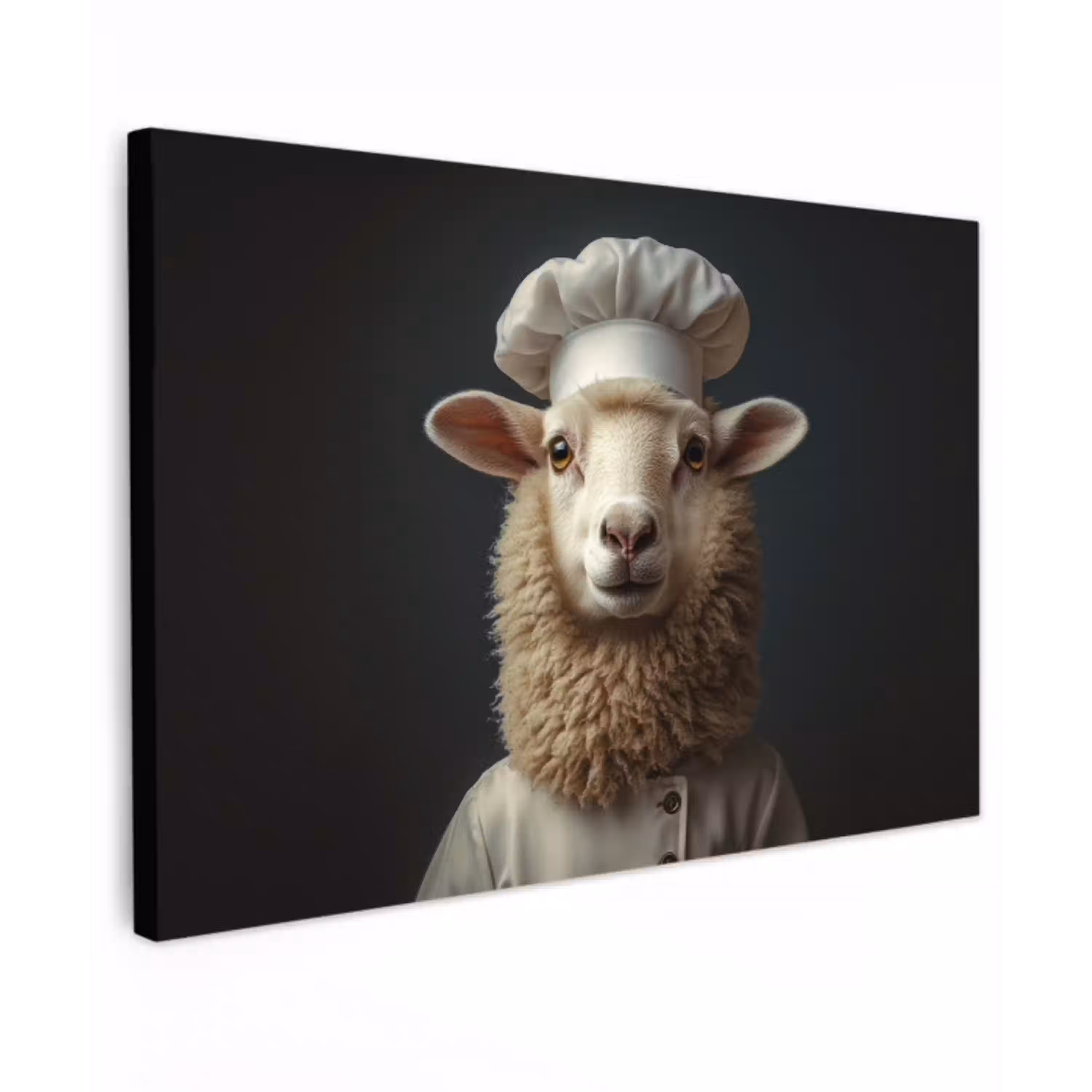 Schaap - Wol - Kok Tuinposter op houten frame 2 cm dik klein -3d