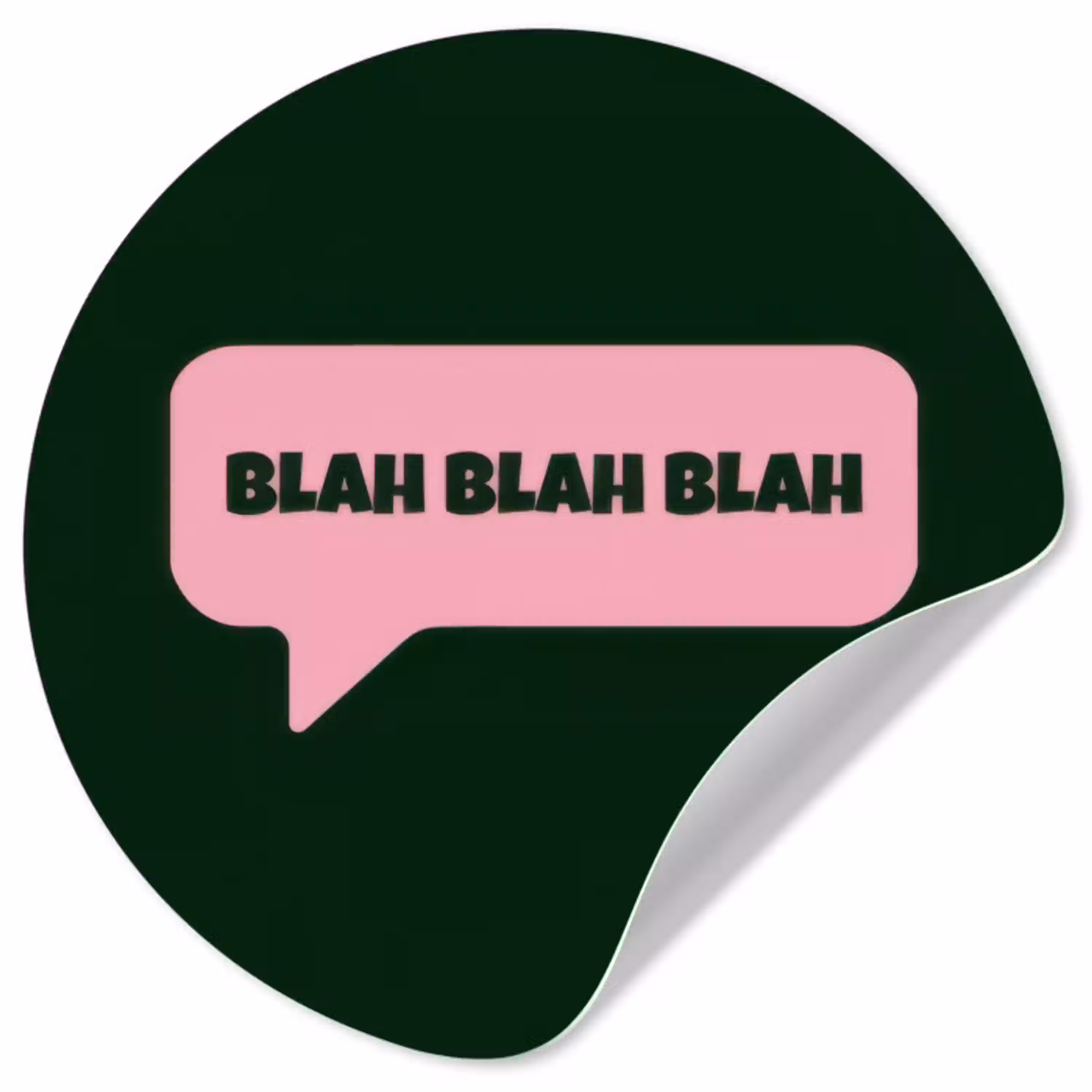 Tekstwolk - BLAH BLAH BLAH - Roze Wandcirkel behangsticker klein -3d