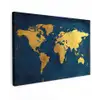 Wereldkaart - Goud - Donkerblauw Tuinposter op houten frame 2 cm dik klein -3d