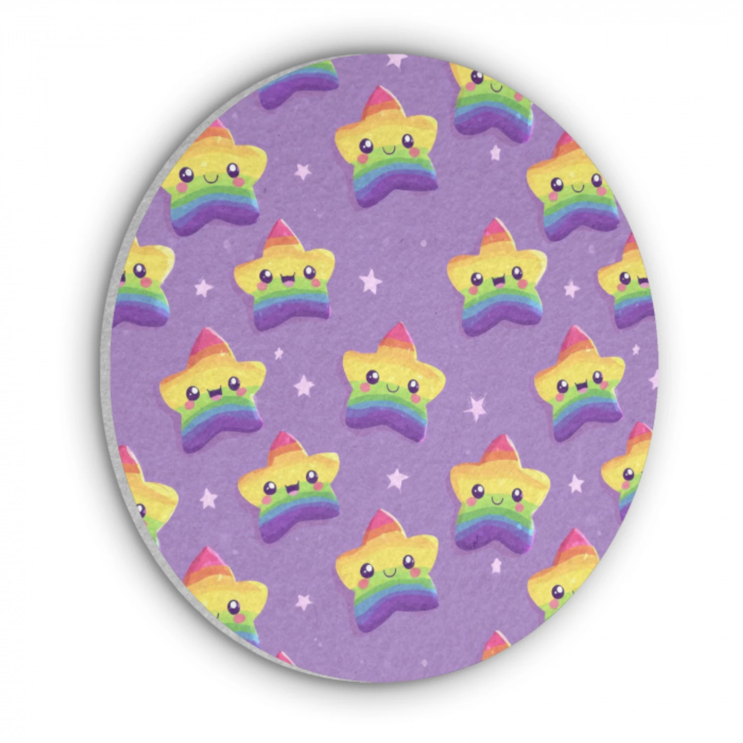 Sterren - Regenboog - Paars Akoestische PET Vilt - Rond klein 838 -3d